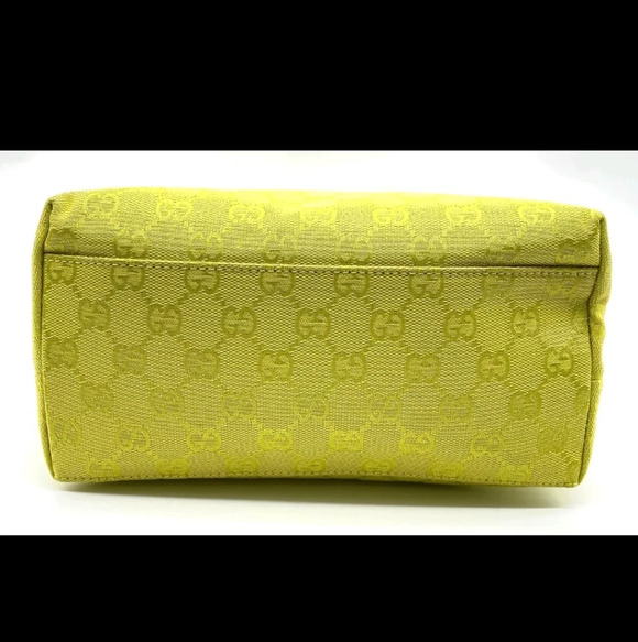 Gucci 🍋 GG Canvas Leather Jackie Yellow Green Shoulder Bag - Picture 6 of 16